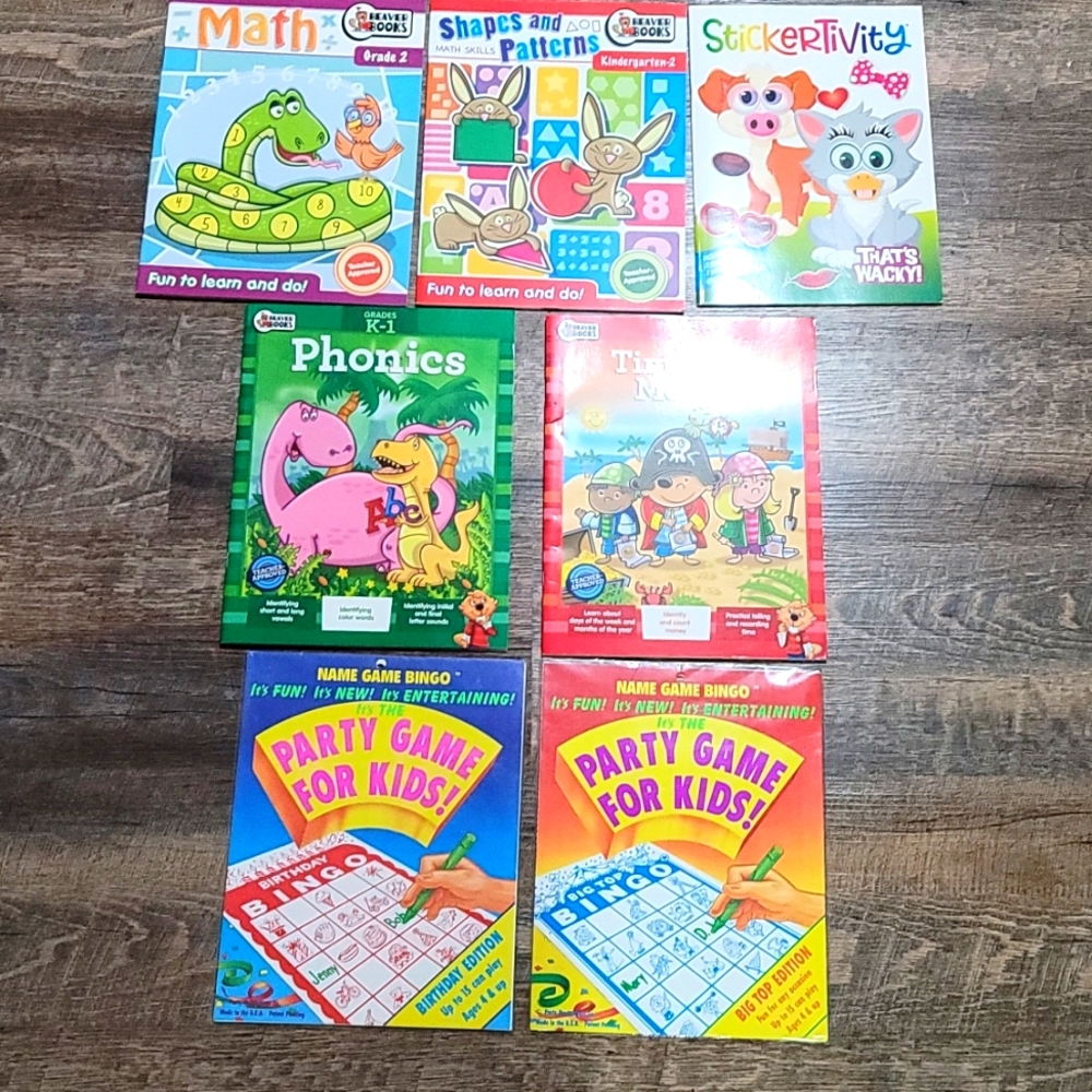 Lot of NWT kids learning education and activity books Plus bingo sets